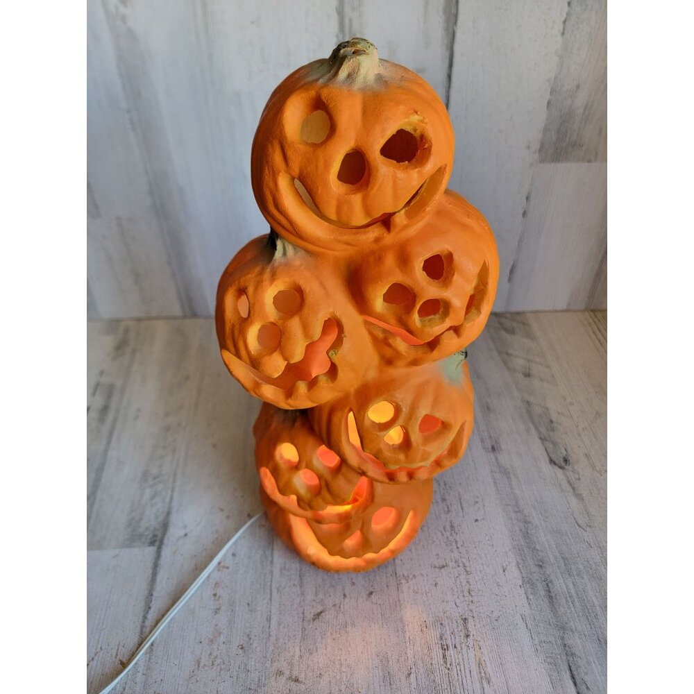 Gemmy pumpkin stack Halloween light up home decor prop Styrofoam - Picture 1 of 10